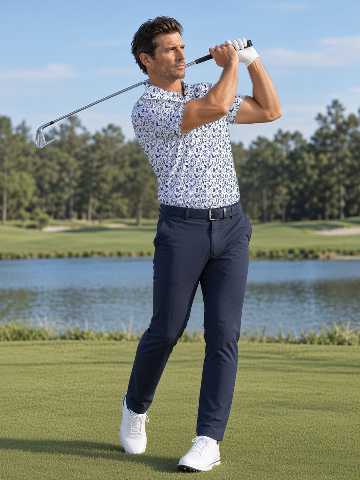 Birdie King birds-of-prey toile golf polo – on the course