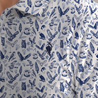 Birdie King birds-of-prey toile golf polo – logo close-up